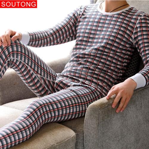 Soutong 2019 Winter Cotton Men Warm Thermal Underwear Men Long Johns Thermal Underwear Thick Plus Velvet Long Johns Sets