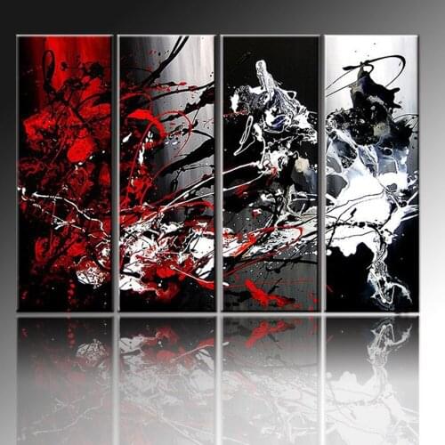Top Supplier Supply High Quality Combination Abstract Oil Painting On Canvas Abstract Black White And Red Oil Paintings
