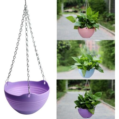 Creative Chain Hanging Planters Flower Pot Resin Plastic Garden Plant Basket Office Hydroponic Plants Convenient Container