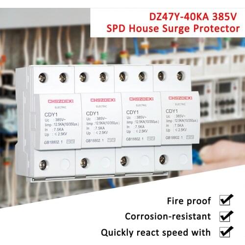 380V House Surge Protector Protective Low-voltage Arrester Device 4P L-ightning Protecting Device