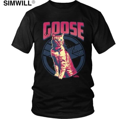 Vintage Mens Goose To The Rescue T-Shirt Unique Cat Tees Short Sleeves Pure Cotton Printing T Shirt O-Neck Designer Clothing