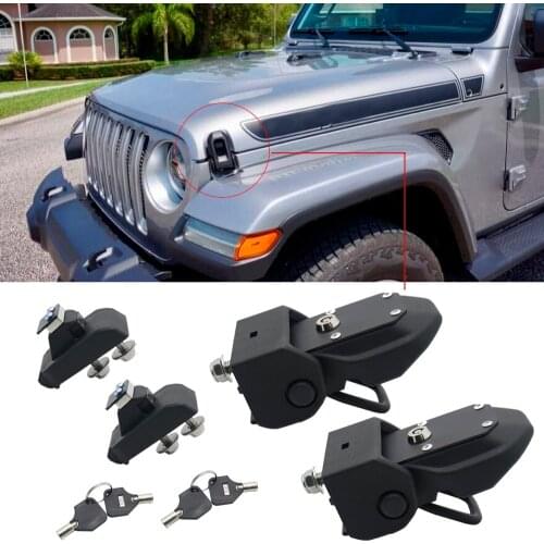 Car Exterior Protect Black Lock Hood Latch Catch Decoration For Jeep Wrangler JL Car Engine Hood Lock Latches Catch Locking