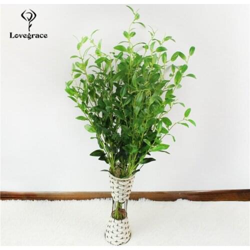 98CM Green Silk Holly Leaf Artificial Fake Leaves Branch Fake Plants Faux Fabric Foliage Home Decor Wedding Decoration