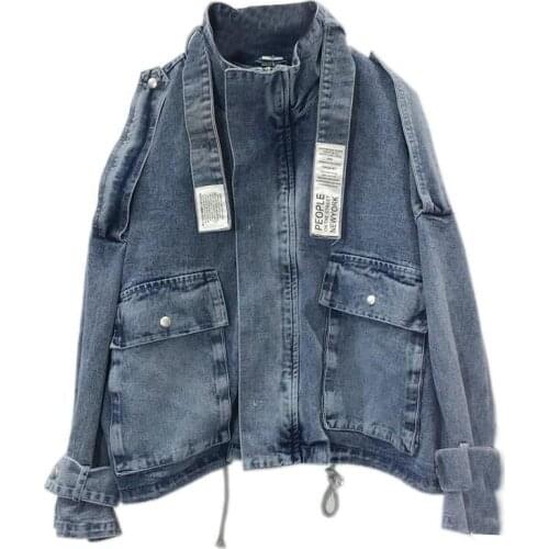 2021 New Large size Korean version Womens Denim Jacket Women Jacket Spring Autumn Loose Retro Port Women Denim Jacket JK179