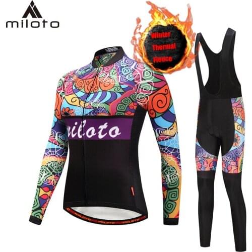 Miloto Women Cycling Clothing MTB Jacket Kit Winter Thermal Fleece Jersey Set Lady Long Sleeve Female Outdoor Riding Cycle wear