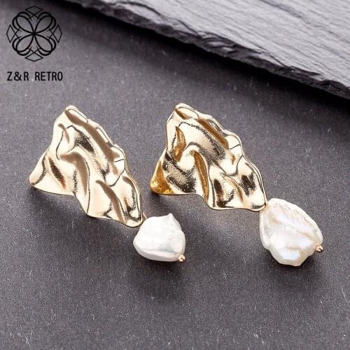 Vintage Irregular Bead Trendy Gold Earring Jewelry For Women 2021 Fashion Geometric Accessories Girl Hanging Earrings Pendientes