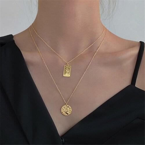 Empress 925 Silver Necklace Jewelry Minimalism Pendants Chocker Kolye Vintage Collier Bijoux Femme Silver Double Layer Necklace