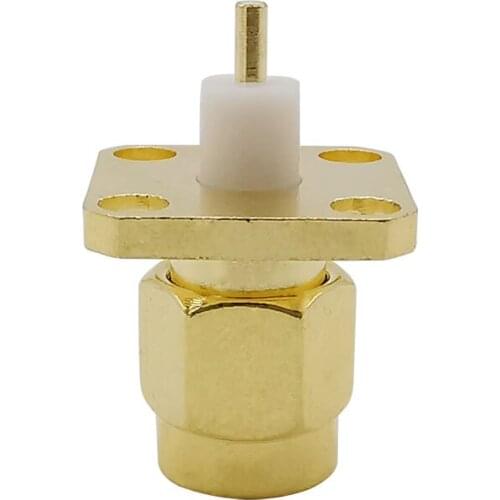 SMA Adapter SMA Male Plug 4 Hole Flange Chassis Panel Mount Short Dielectric Solder Post Terminal RF Coaxial Connector