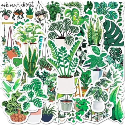 10/30/50Pcs New green plants Graffiti Waterproof Skateboard Travel Suitcase Phone Laptop Luggage Stickers DIY Kids Girl Toys