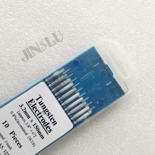 Free Shipping Tig Tungsten Electrode White Head WZr8 0.8% Zirconiated 1/8" 3.2*150mm 10PCS
