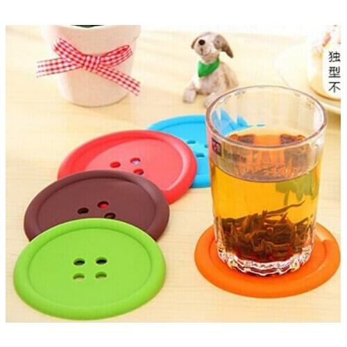 1000pcs/lot Silicone Button Coasters Cup Coaster Table Tea Mug Cushion placemat Cup Coaster Mat Pad Drinks holders 5 colors