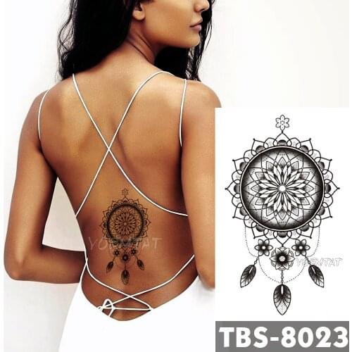 12x19cm Waterproof Temporary Tattoos Dreamcatcher Flash Tattoo Sticker Chest Waist Tribal Totem Tatoo DIY Arm Fake Tattoo Women