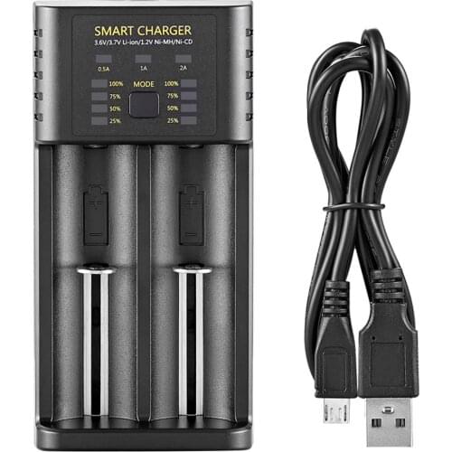 2 Slot 18650 Charger 3.7V 18350 18500 16650 Lithium-Ion Battery Smart Charger 5V 2A USB Cell Charging Station Stand