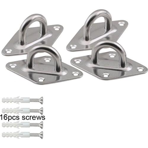 4Pcs Diamond-Shaped 304 Stainless Steel M8 Hook U-shaped Hook Base Ceiling Fans/Sandbags/Hammocks/Leisure Sofa Fixed Hook 80mm