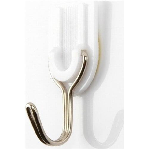6 Pieces White Super Sticky Hooks Mounted Plastic Hook