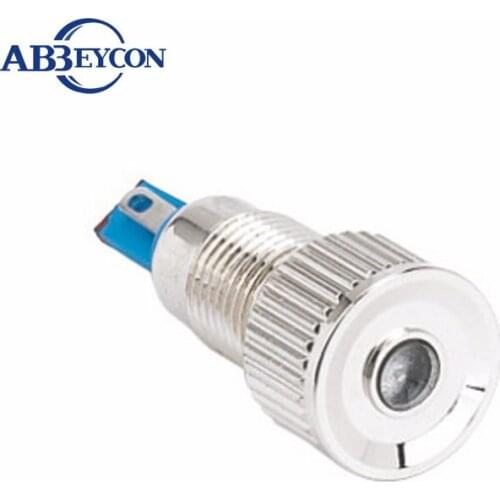 8mm Dia Metal Pilot Lamp Ponit Dot Led 3V 5V 12V 36V 48V Concave Head Illuminated Light Indicator 2Pins Brass Signal Warne Lamp