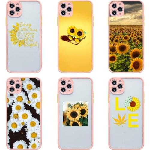 Yellow Flower Small Daisy Sunflower Phone Case Pink Transparent Matte For IPhone 7 8 11 12 S Mini Pro X XS XR MAX Plus Cover