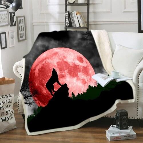 Wild Wolf Throw Blanket Microfiber Warm Sofa Blanket Bedspread Velvet Plush Coral Fleece Throw Blanket For Bed Sofa