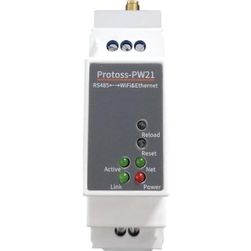 DIN-Rail Serial port RS485 to Ethernet WiFi converter device server Protoss-PW21 AC110V~220V or DC Support Modbus TCP to RTU