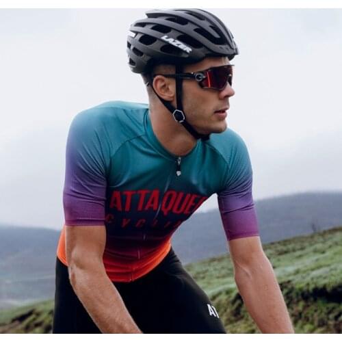 Attaquer Summer Men Breathable Quick Drying Short Sleeve Cycling Jersey Maillot Ciclismo Hombre 2021 Mountain Bike MTB Shirt