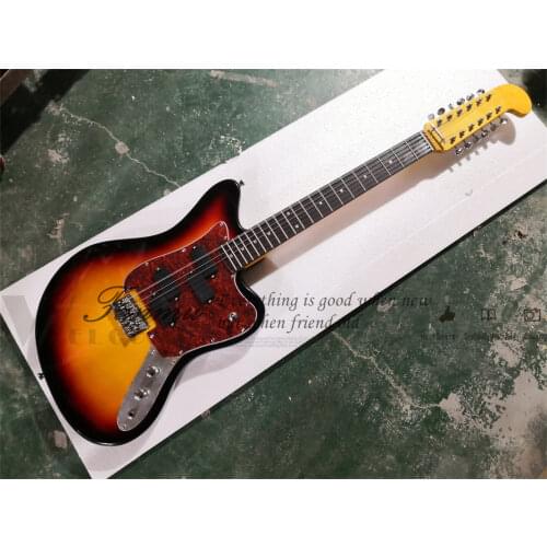 Free shipping custom 12 string guitar,metal blue,basswood body,maple neck,black pickups,white pickguard,chrome button