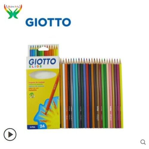 Giotto Childrens non-toxic 12 / 24 color classic color pencil Hexagonal pen holder safe and non-toxic, colorful art supplies