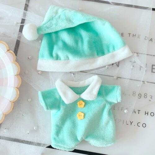 Blue and pink onesie pajamas nightcap 20cm suit 15cm doll dress Exo Pea doll hat doll clothes Doll accessories