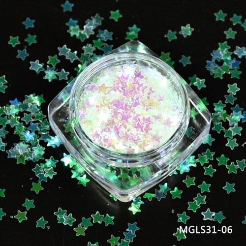 MGLS-31- 3 mm Star Glitter Sequins Nail Flakies Colorful Nail Art Paillette for Nail Art and DIY supplies1pack=5g jar
