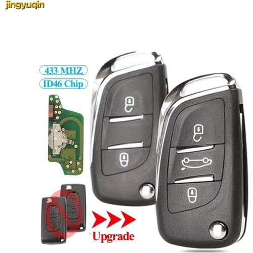 Jingyuqin Flip Remote Car Key 433Mhz ID46 CE0523 For Peugeot Partner For Citroen C2 C3 C4 C5 C6 C8 Berlingo Xsara Picasso 2/3BTN