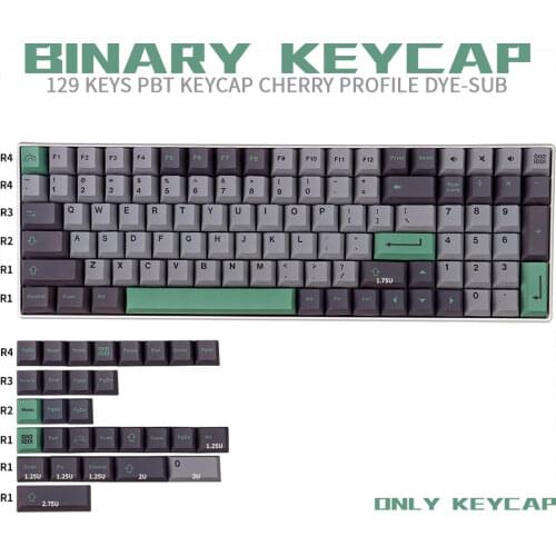 129 Key PBT Keycap Cherry Profile DYE-SUB Personalized Binary Keycap Mechanical Keyboard 61 64 84 108 Layout