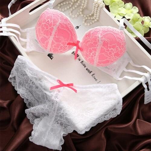 New Europe&USA lace lingerie set beauty back bra set fashion lace fabric translucent small chest underwear women lingerie set
