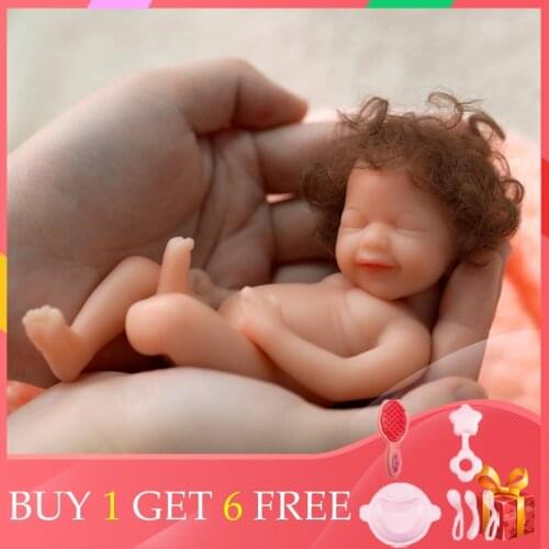 ADFO 15cm Bebe Reborn Soft Full Silicone Mini Doll Popit Realistic Newborn Twins A Baby Doll For Girl Birthday Gift Fidget Toys