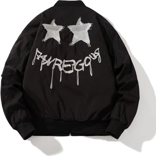 Winter Bomber Pilot Jacket Men Women Embroidery Baseball Jacket Autumn Letter Harajuku Coat Fashion Korean Clothes Youth Male
