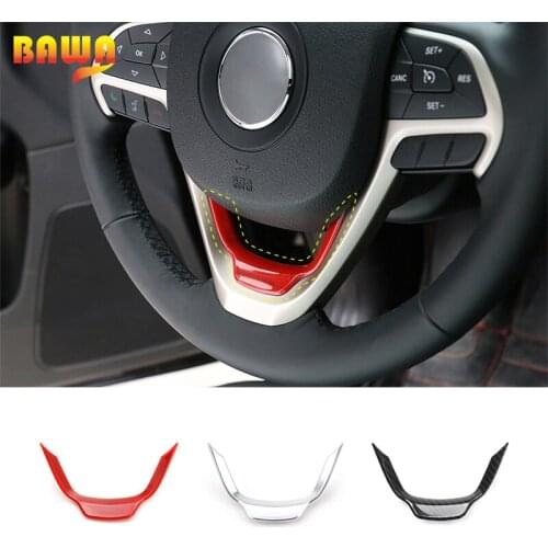BAWA Interior Stickers For Jeep Cherokee 2014 ABS Steering Wheel Decoration Cover For Jeep Grand Cherokee 2014