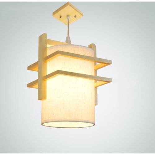 Nordic Simple Solid Wood Pendant Lamp Linen lampshade E27 Blub for Bedroom Kitchen Bar Decor Indoor Hanging Lighting Fixtures