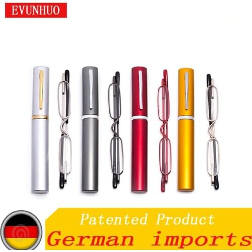 EVUNHUO Titanium Alloy Slim Reading Glasses Women Men Glasses Frame Rimmed Presbyopic Eyewear Mini Ultra light +1 to +4 Diopter