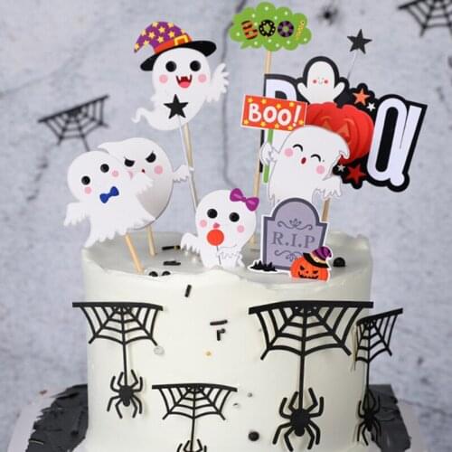 Halloween Party Cake Decoration Supplies Flag Ghost The Castle Bat Pumpkin Moon Witch Baking Birthday Cake Black Series Dessert