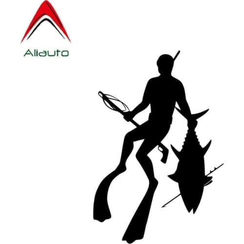 Aliauto Personalized Car Stickers Diving Fishing Spear Fashion Waterproof Reflective Sunscreen Decal PVC Black Silver,17cm*11cm