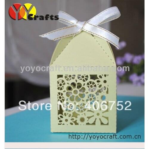Customized pearl paper laser cut beautiful flower box in various colors green candy box wedding gift boxes for wedding