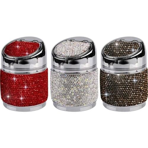 Portable Car Ashtray Luxury Rhinestones Car Cigar Cigarette Ashtray Cup Holder Ashtrays Container for Women Girls