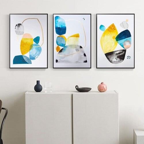 Simple Watercolor Abstract Color Block Canvas Painting Wall Art Pictures for Nordic Entrance Living Room Poster Home Decor