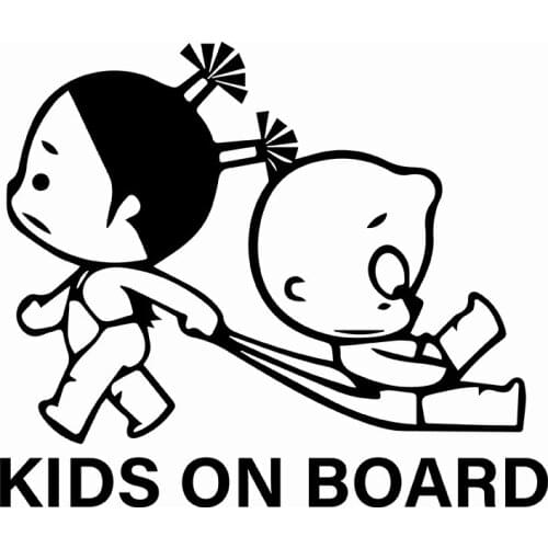 Lifelike Creative Cute Children In The Car Warning Car Stickers Fashion Car Decoration Pvc Anti-UV Waterproof Decals Black/white