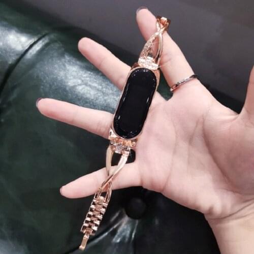 Stainless steel Wrist Strap For Xiaomi Mi Band 6 5 4 3 Strap Smart Watch Replacement Diamonds Women Men Sport MIBand 6 Bracelet