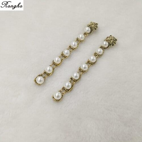 Baroque Vintage Metal Lion head earrings for women Brand wedding jewerly Fashion Pearl Statement earrings pendant Bridal Brincos