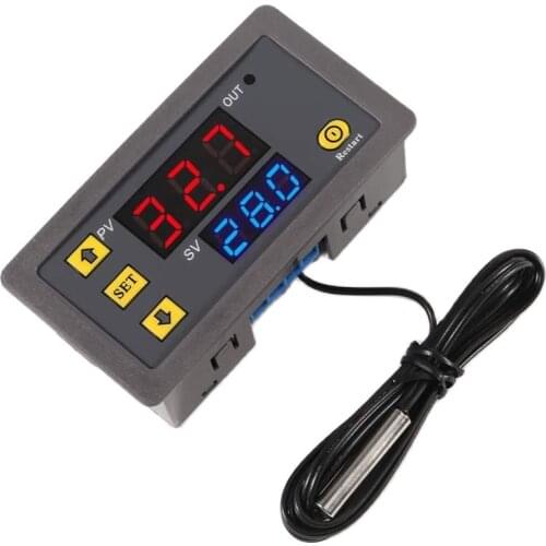 W3230 12V 24V AC110-220V Probe line 20A Digital Temperature Control LED Display Thermostat With Heat/Cooling Control Instrument