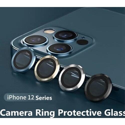 3D Full Cover Camera Lens Protectors For iPhone 12 Pro Max Metal Ring Glass Camera Protective Tempered Glass + Metal Ring Cover