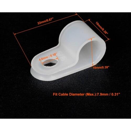 Uxcell 20Pcs Nylon Cable Clamp Organizer Cord Clips R-Type for Wire Management 3.1/5/7.9/10.4/15/31.8mm Dia White/Black