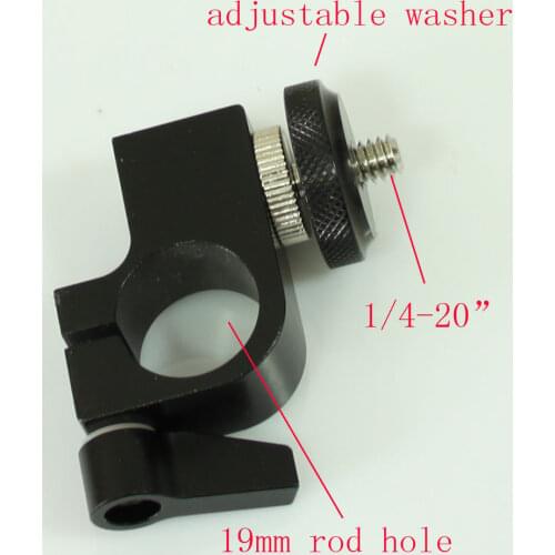 Single Rod clamp with 1/4" to 1/4" male adaptor for 19mm Support Rail Rig Rail