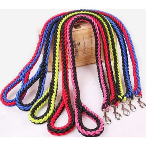 1.3M Length Large Dog Hand-knitted Leash Nylon Rope iron Buckle Pet Traction Rope For Big breed dogs Pet Traction Rope Firm