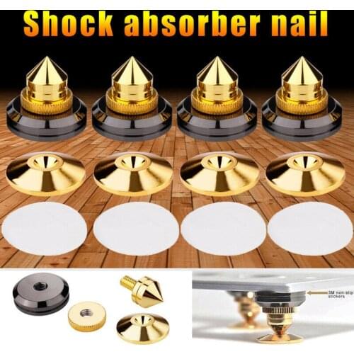 1 Set /4 Set Of Gold Speaker Tips Insulating CD Amplifier Turntable Foot Foot Double Sided Adhesive